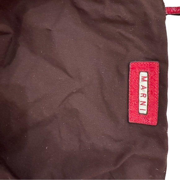 Authentic Marni Red Snakeskin Leather Tote with Zippered Pouch - Picture 7 of 15